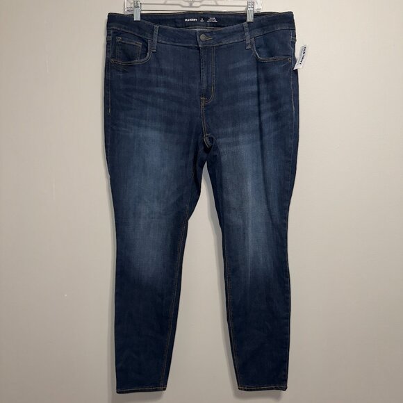 Old Navy NWT Mid-Rise Rockstar Super Skinny Jeans Size 18 Long 18L Dark Wash - Picture 2 of 7